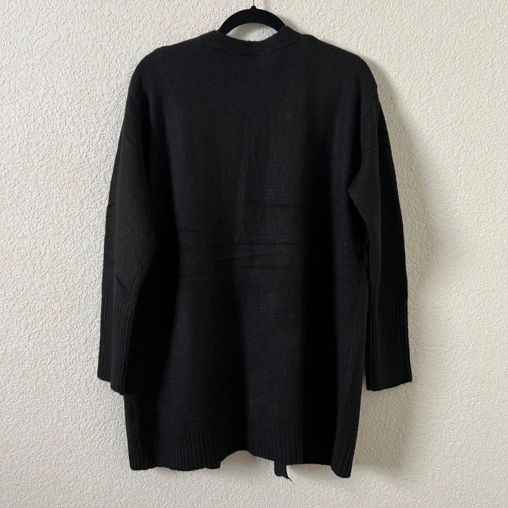 NWT Cielo Knit Open Front Cardigan Women's Size Medium Black Long Sleeve Sweater